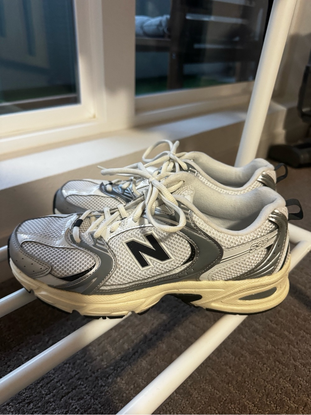 New Balance White and Gray Athletic Lace-Up Sneakers